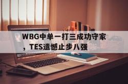 万博体育-WBG中单一打三成功守家，TES遗憾止步八强